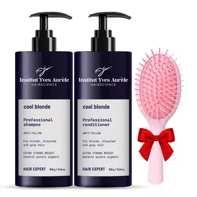 Haarbehandeling die gele tinten neutraliseert + CADEAU (Haarborstel)!